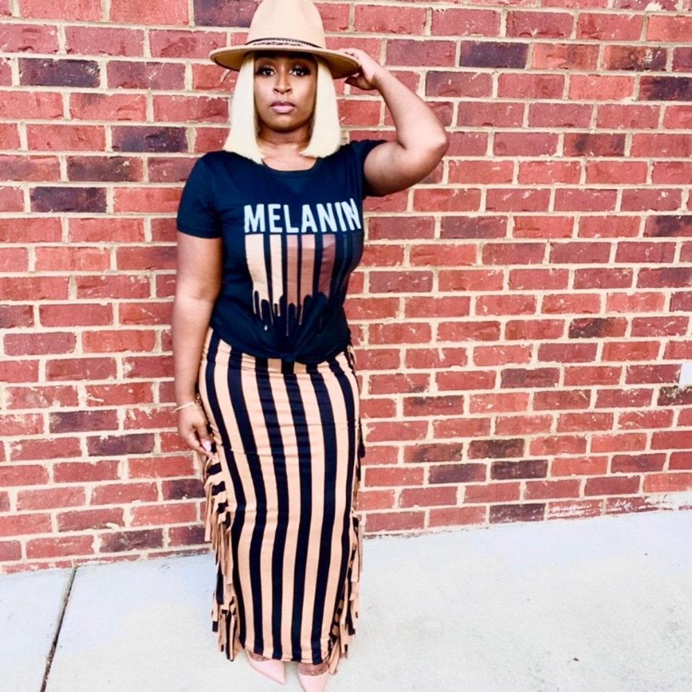 Cowgirl Stripe Fringe Skirt